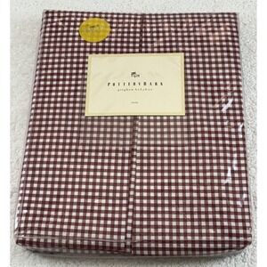 NEW Pottery Barn Red & White Gingham Twin Bed Skirt 100% Cotton Sealed